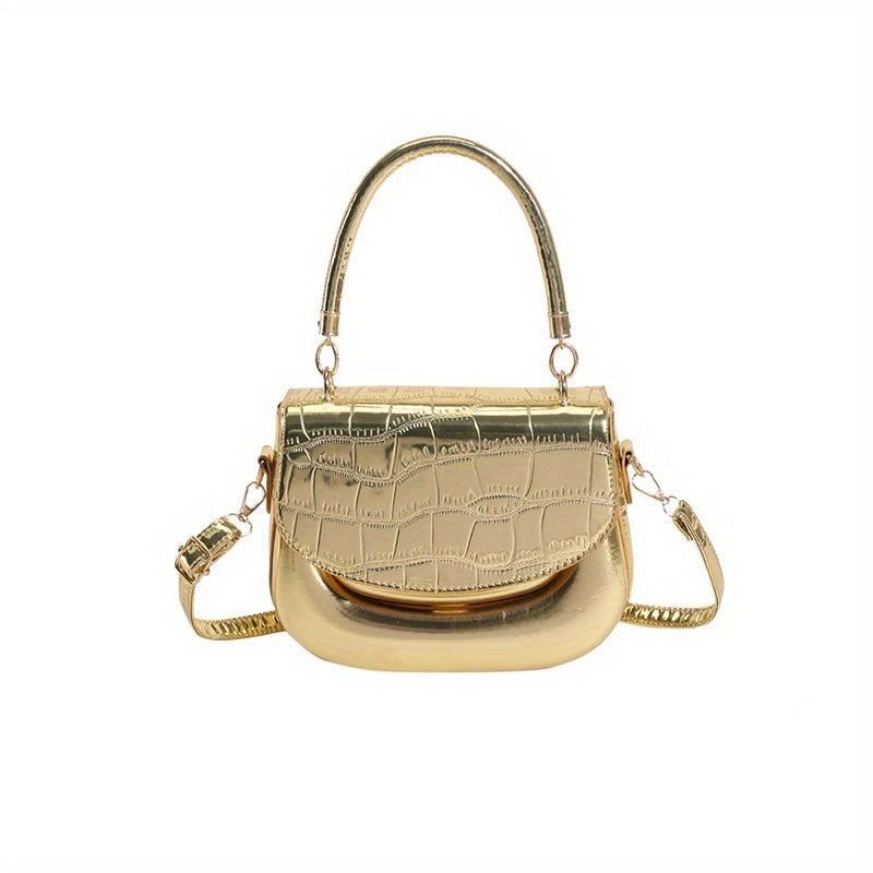Mini Crocodile Handbag Metallic Purse Street Crossbody Bag