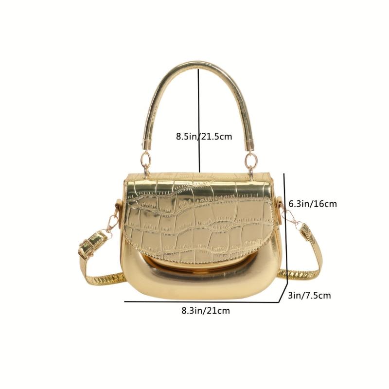 Mini Crocodile Handbag Metallic Purse Street Crossbody Bag