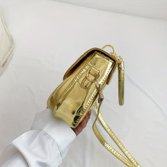 Mini Crocodile Handbag Metallic Purse Street Crossbody Bag