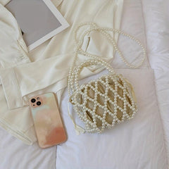 Faux Pearl Crossbody Bag & Stylish Portable Storage Bag