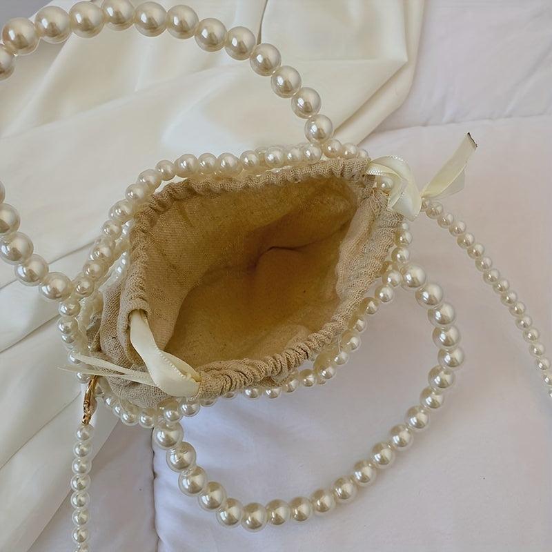 Faux Pearl Crossbody Bag & Stylish Portable Storage Bag