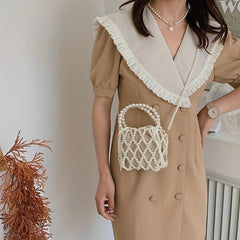 Faux Pearl Crossbody Bag & Stylish Portable Storage Bag