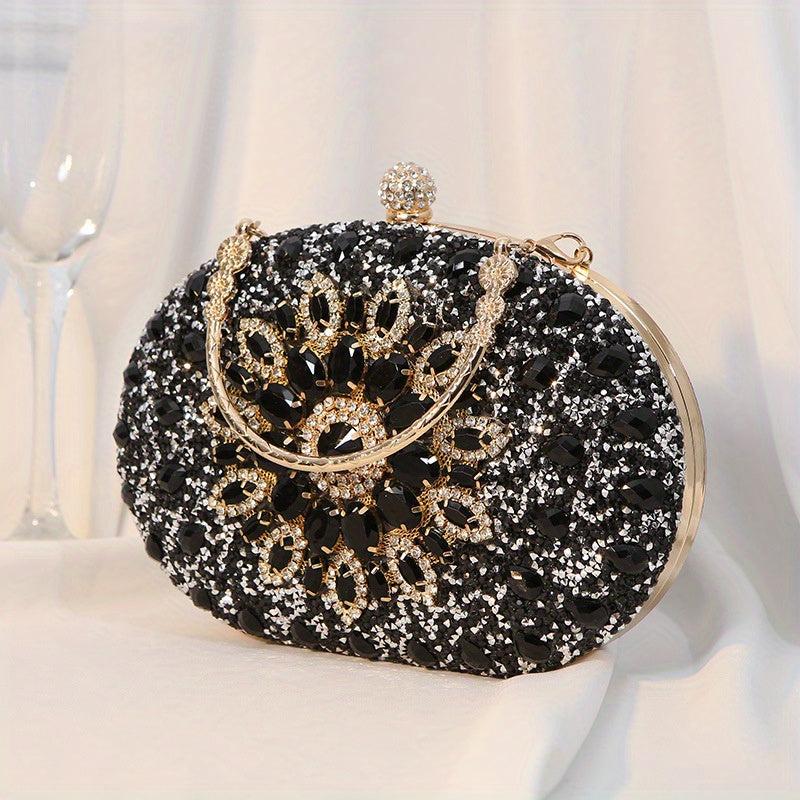 Floral Rhinestone Clutch Bag for Celebrities
