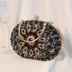 Floral Rhinestone Clutch Bag for Celebrities