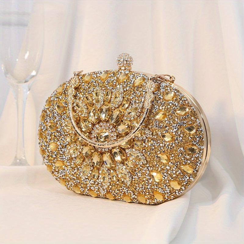 Floral Rhinestone Clutch Bag for Celebrities