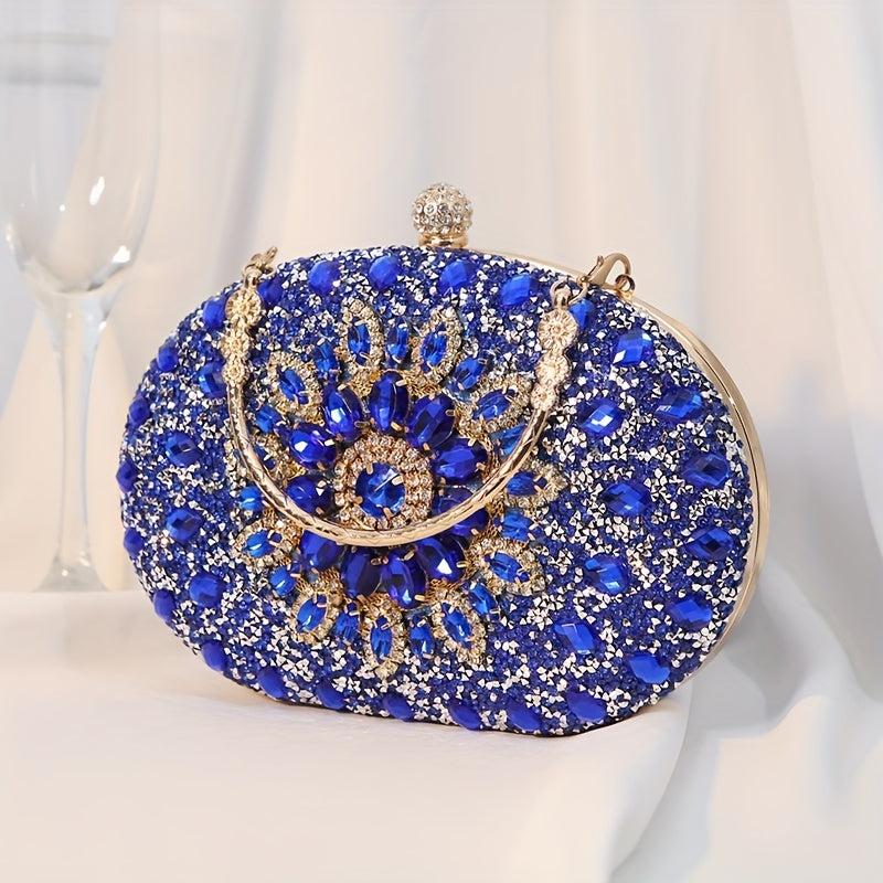Floral Rhinestone Clutch Bag for Celebrities