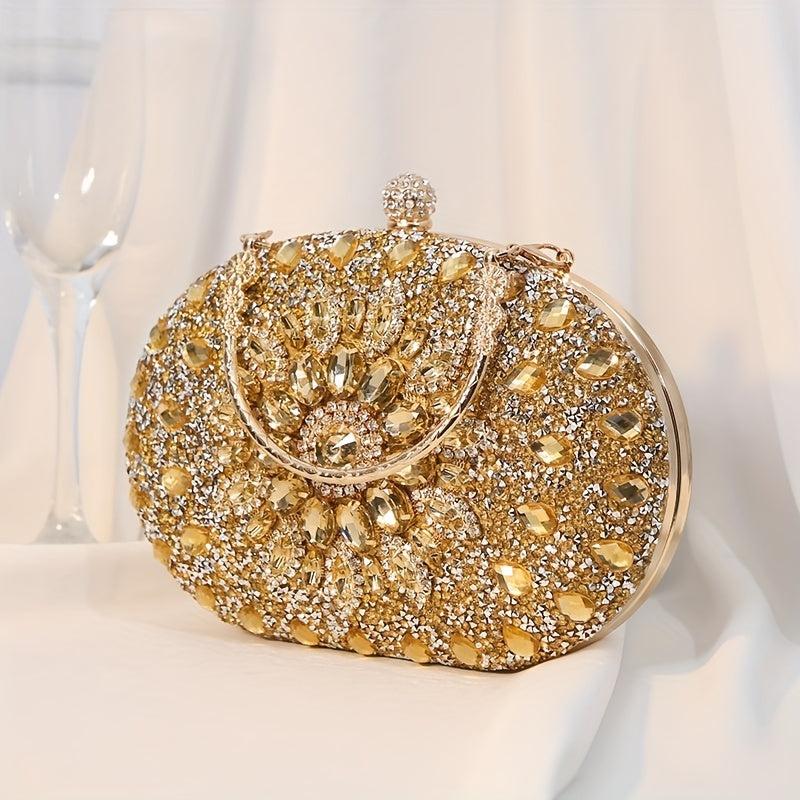Floral Rhinestone Clutch Bag for Celebrities