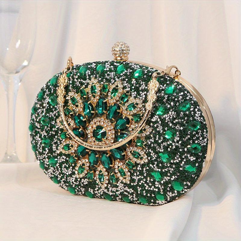 Floral Rhinestone Clutch Bag for Celebrities