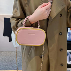 Square Handbag PU Leather Shoulder Bag With Kiss Lock Crossbody Purse