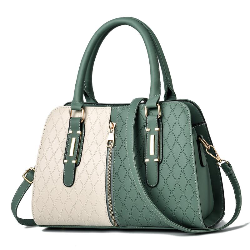 Large Capacity Contrast Crossbody Bag Satchel PU Leather Shoulder Bag