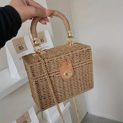 Boho Style Crossbody Bag Women's Mini Square Purse For Holiday Beach