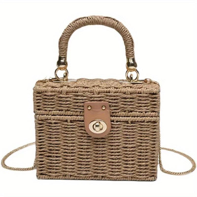 Boho Style Crossbody Bag Women's Mini Square Purse For Holiday Beach