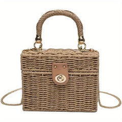 Boho Style Crossbody Bag Women's Mini Square Purse For Holiday Beach
