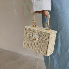 Boho Style Crossbody Bag Women's Mini Square Purse For Holiday Beach