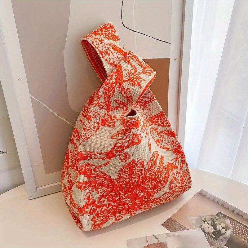 Coconut Tree Pattern Woven Handbag Crochet Tote Bag