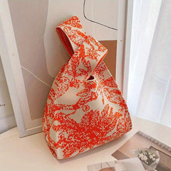 Coconut Tree Pattern Woven Handbag Crochet Tote Bag