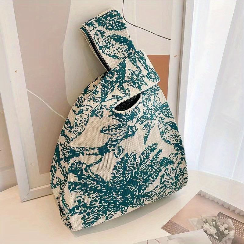 Coconut Tree Pattern Woven Handbag Crochet Tote Bag