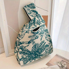 Coconut Tree Pattern Woven Handbag Crochet Tote Bag