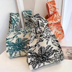 Coconut Tree Pattern Woven Handbag Crochet Tote Bag