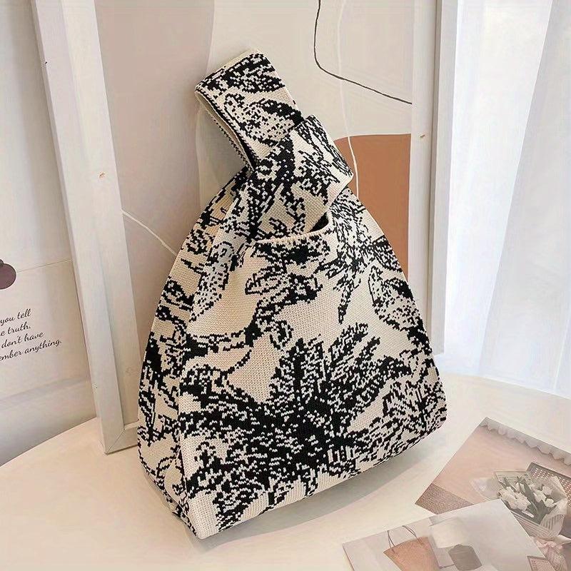 Coconut Tree Pattern Woven Handbag Crochet Tote Bag