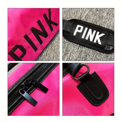 Letter Sequins Decor Sports Bag Zipper Portable Luggage Bag