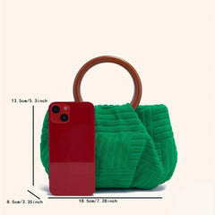 Mini Striped Round Handle Clutch Bag Lightweight Satchel Handbag