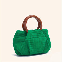 Mini Striped Round Handle Clutch Bag Lightweight Satchel Handbag