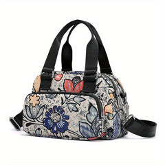 Floral Pattern Crossbody Bag Nylon Portable Purse