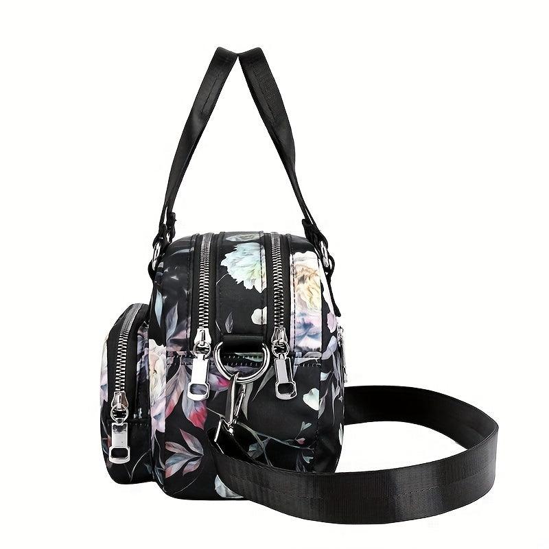 Floral Pattern Crossbody Bag Nylon Portable Purse