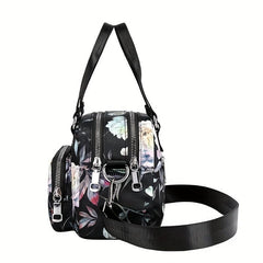 Floral Pattern Crossbody Bag Nylon Portable Purse