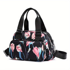 Floral Pattern Crossbody Bag Nylon Portable Purse