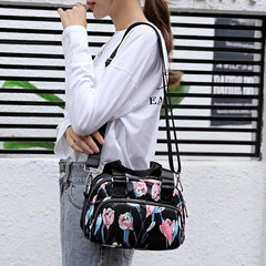 Floral Pattern Crossbody Bag Nylon Portable Purse