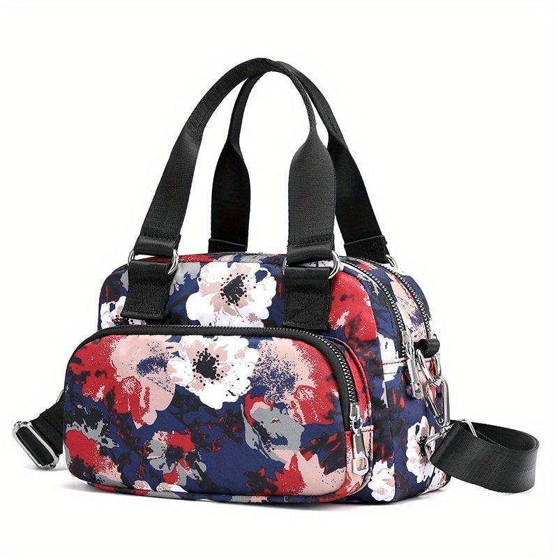 Floral Pattern Crossbody Bag Nylon Portable Purse
