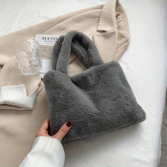 Minimalist Solid Plush Bag Storage Handbag Women's Bag For Shopping