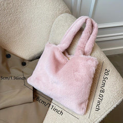 Minimalist Solid Plush Bag Storage Handbag Women's Bag For Shopping