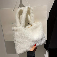 Minimalist Solid Plush Bag Storage Handbag Women's Bag For Shopping