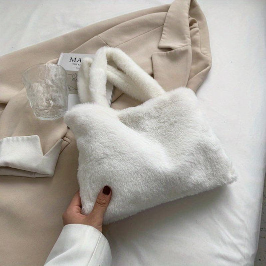 Minimalist Solid Plush Bag Storage Handbag Women's Bag For Shopping