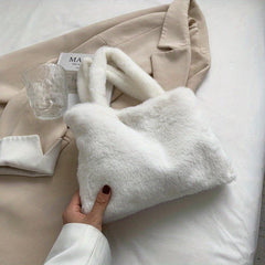 Minimalist Solid Plush Bag Storage Handbag Women's Bag For Shopping
