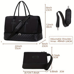 Large Capacity Weekender Duffle Bag With Clutch Purse