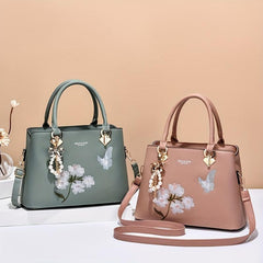 Flower Embroidered Handbag PU Crossbody Bag Women's Satchel