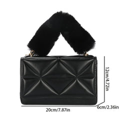 Argyle Quilted Handbag Small Faux Leather Crossbody Bag Plush Handle