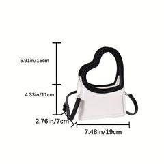 Heart Handle Crossbody Bag PU Leather Textured Purse