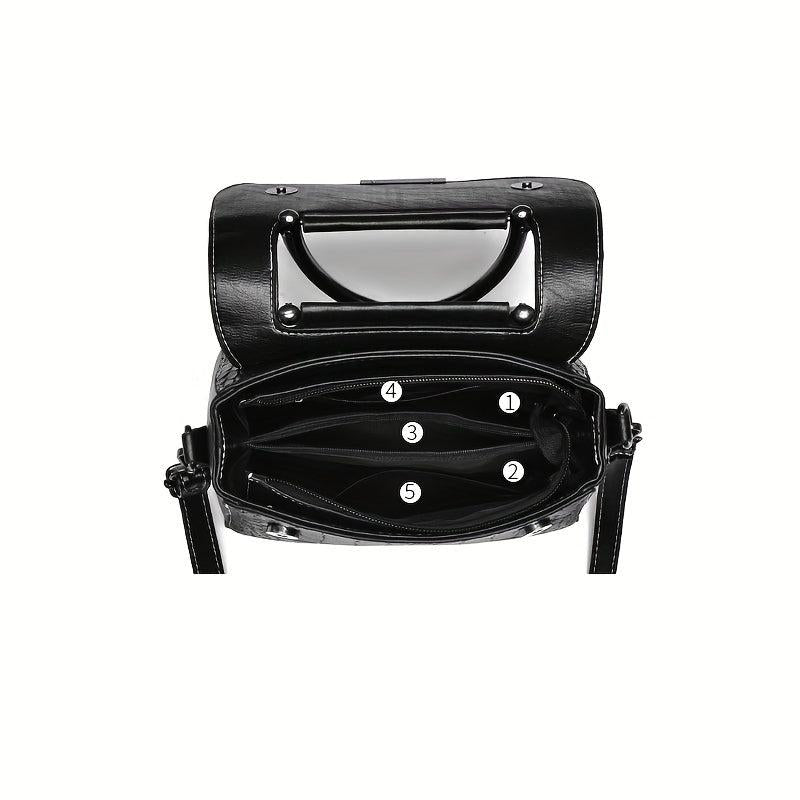 Crocodile Pattern Crossbody Bag With Top Handle