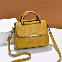 Crocodile Pattern Crossbody Bag With Top Handle