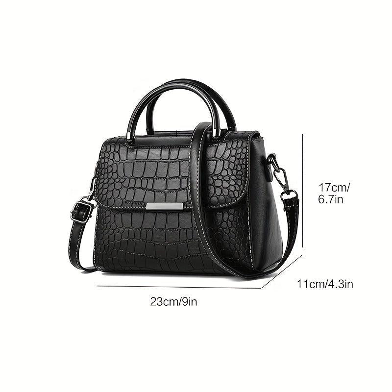 Crocodile Pattern Crossbody Bag With Top Handle