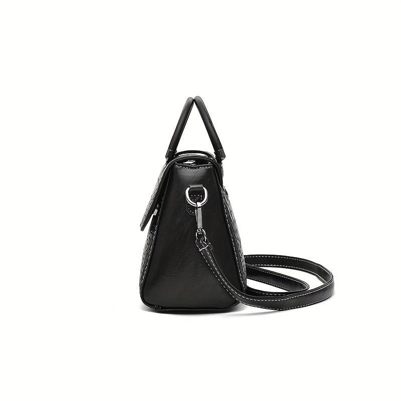 Crocodile Pattern Crossbody Bag With Top Handle