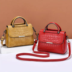 Crocodile Pattern Crossbody Bag With Top Handle