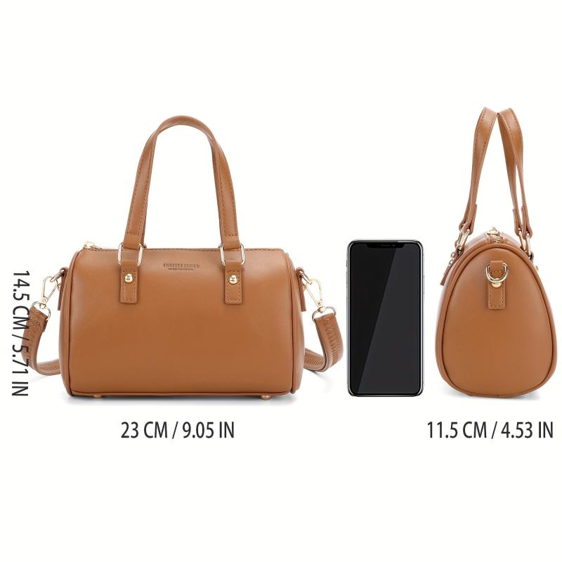 Classic Solid Satchel Bag All Match Pillow Bag Women's Zipper Handbag