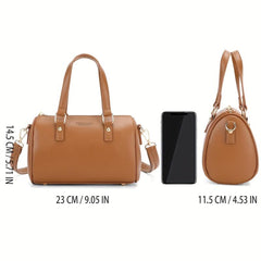 Classic Solid Satchel Bag All Match Pillow Bag Women's Zipper Handbag
