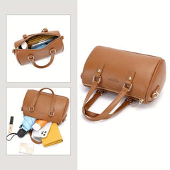 Classic Solid Satchel Bag All Match Pillow Bag Women's Zipper Handbag